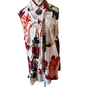 Anne Klein Floral Tie Front Blouse